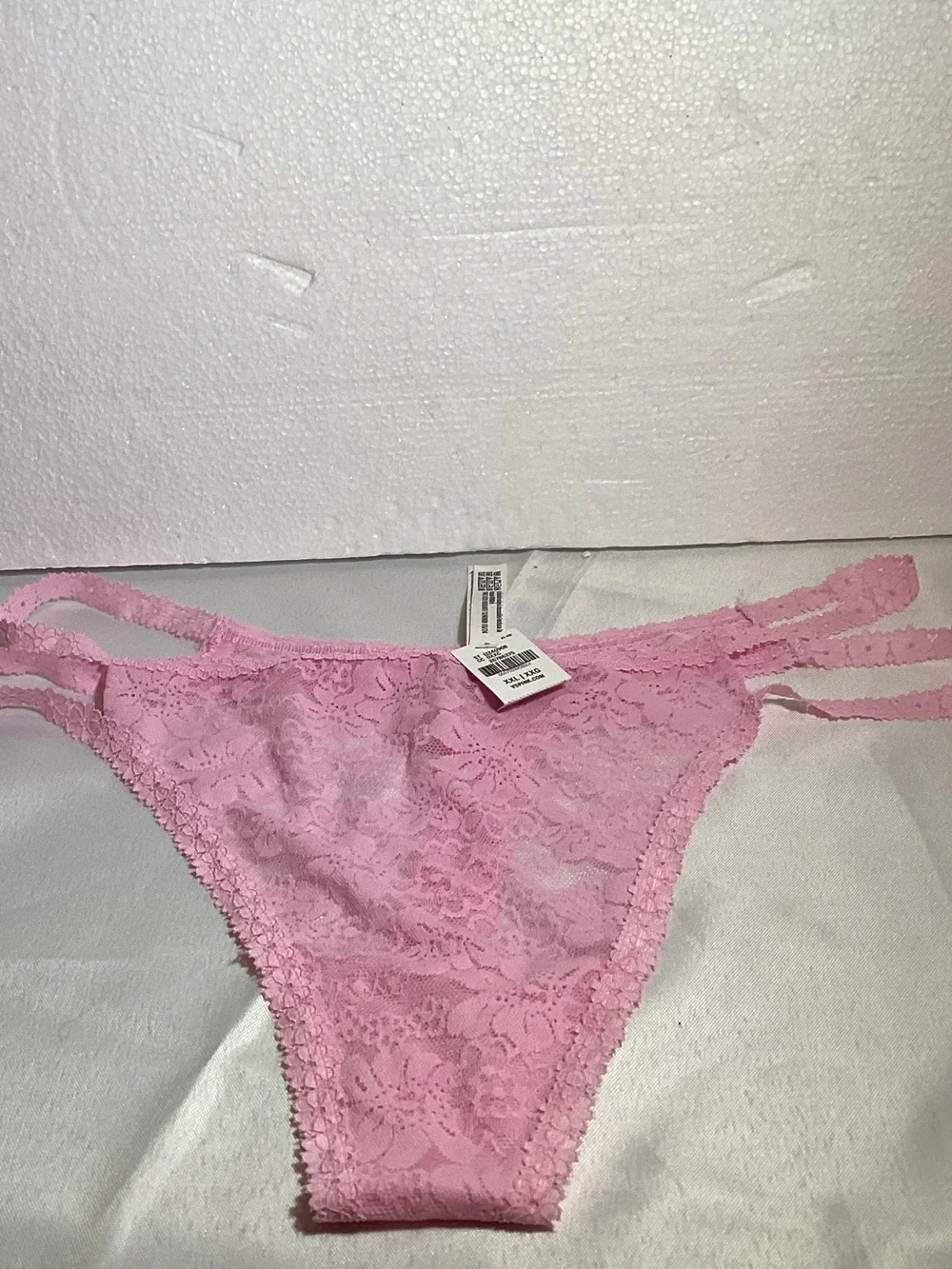 PINK Victoria's Secret Light Pink Lace Strappy Bikini Panty